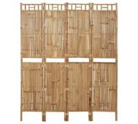 Room Divider Bamboo Colour 160x180cm 4-Panel Foldable Privacy Screen - Natural.