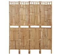 Room Divider Bamboo Colour 160x180cm 4-Panel Foldable Privacy Screen - Natural.