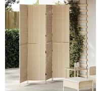 Room Divider Beige Poly Rattan 195 x 180 cm Foldable Freestanding with Matte Surface Privacy Screen Divider for Living Room Bedroom Office Foldable and Flexible as a Screen and Screen