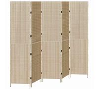 Room Divider Beige Poly Rattan 242 x 180 cm Foldable Freestanding and Opaque, Ideal as a Screen, Divider, Privacy Screen for Living Room, Bedroom, Office, Indoor and Outdoor Use