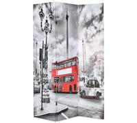 Room Divider Black & White 120x170 cm Fir Wood Frame Canvas London Red Bus Photo