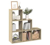 Room Divider Bookcase 3-Tier Sonoma Oak 99x29x99cm Engineered Wood 6-Cube Stair