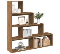 Room Divider Bookcase 4-Tier Artisan Oak 143.5x29x143.5 cm Engineered Wood Berkfield Home Brown One Size