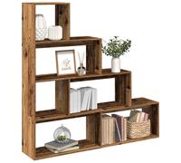Room Divider Bookcase 4-Tier Old Wood 143.5x29x143.5 cm Engineered Wood Berkfield Home Brown One Size