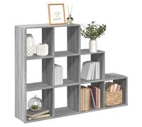 Room Divider Bookcase 6-Cube Engineered Wood Grey Sonoma Slim 137.5x29x103.5 cm
