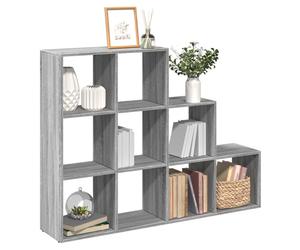 Room Divider Bookcase 6-Cube Engineered Wood Grey Sonoma Slim 137.5x29x103.5 cm