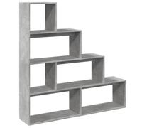 vidaXL Room Divider Bookcase Bookshelf 4-Tier Concrete Grey Engineered Wood
