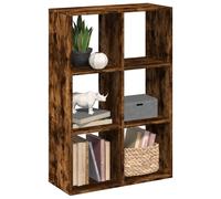 Room Divider Bookcase Smoked Oak 69.5x29x103.5 cm Engineered Wood Modern 4 Cubes