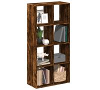 Room Divider Bookcase Smoked Oak 69.5x29x137.5cm Engineered Wood Modern 8 Cubes