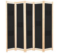 vidaXL 5-Panel Room Divider Brown 200x170x4 cm Fabric NEW