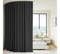 Room Divider Curtain with 3m Flexible Ceiling Track, 220x270cm Privacy Curtain, Bendable Curtain Rail Set for Bedroom, Living Room & Home Partition, Ceiling Mounted on Rails (Black, H220 x W270)
