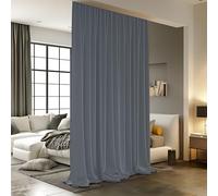 Room Divider Curtains, Blackout Ceiling Track Curtains with Hooks, Noise Reduction Privacy Curtain for Wall Ceiling Mount, 4.3 ft Wide x 9 ft Tall, Dark Grey, 1 Panel