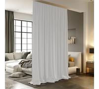 Room Divider Curtains - Blackout Ceiling Track Curtains With Hooks Noise Reduction Privacy Curtain for Wall & Ceiling Mount, 4.3 ft Wide x 9 ft Tall, White, 1 Panel