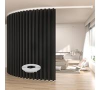 Room Divider Curtains, Blackout Curtains with Bendable Ceiling Curtain Track, Partition Room Dividers Extra Wide Thermal Insulated soundproof Curtains Floor to Ceiling Curtains (Black,180W×106L)