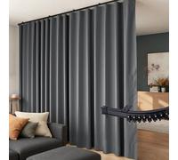 Room Divider Curtains Flexible Ceiling Tracks set Curtain track Ceiling Mount Blackout Curtain for Living Room Bedroom Ceiling Curtain Rod Privacy Dividers Panels W100 x H120 Grey Drape & Black rail