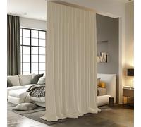 Room Divider Curtains for Ceiling Track Rod, Blackout Curtains With Hooks, Noise Reduction Privacy Curtain for Wall Mount, 4.3 ft Wide x 9 ft Tall, Cream Beige, 1 Panel
