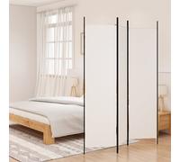 vidaXL 3-Panel Room Divider in White - Versatile Fabric Partition for Privacy and Sunlight Control - Easy-To-Store Foldable Design