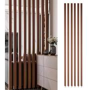 Room Divider, Floor to Ceiling Wooden Slats Screen, Privacy Partition for Washroom, Balcony, Stairwell, and Entrance, Space Saving Solution
