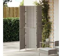 Room Divider Foldable Grey Poly Rattan 146 x 180 cm Indoor Matte Screen Privacy