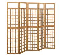 Room Divider Foldable Trellis Solid Fir Wood Brown 201.5x180 cm Privacy 5-Panel