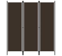 Room Divider Folding 3-Panel Brown Polyester Fabric Powder-Coated Iron 150x180cm