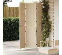 Room Divider Folding Manual Beige 147 x 180 cm Poly Rattan