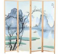 Room Divider Folding Screen, Free Standing Partition Panels, 4 Board Wide, High Wooden Frame for Bedroom or Living Space, 200 cm Tall