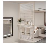 Room Divider Freestanding Partition with Storage Rack for Hotel Restaurant, Translucent Glass Design, Ideal for Privacy and Space Management