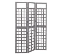 Room Divider Grey Solid Fir Wood 121x180cm 3-Panel Folding Privacy Screen Indoor