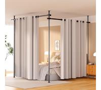 Room Divider, Height and Width Adjustable No Drilling Curtain Rod, Heavy Duty Metal Tension Wall Divider for Room Separation, Portable Wall Partition Room Dividers