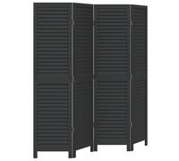 Room Divider Panel Office Privacy Screen Black Solid Wood Paulownia vidaXL