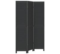Room Divider Panel Office Privacy Screen Black Solid Wood Paulownia vidaXL