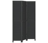 Room Divider Panel Office Privacy Screen Black Solid Wood Paulownia vidaXL