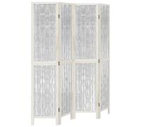 Room Divider Panel Office Privacy Screen White Solid Wood Paulownia vidaXL