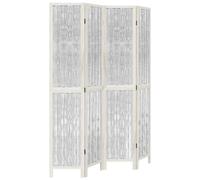 Room Divider Panel Office Privacy Screen White Solid Wood Paulownia vidaXL