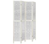 Room Divider Panel Office Privacy Screen White Solid Wood Paulownia vidaXL