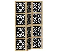 Room Divider Panel Privacy Screen Brown & Black Solid Wood Paulownia vidaXL