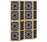 Room Divider Panel Privacy Screen Brown & Black Solid Wood Paulownia vidaXL
