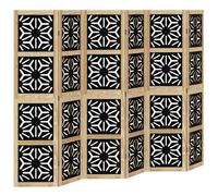 Room Divider Panel Privacy Screen Brown & Black Solid Wood Paulownia vidaXL
