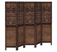 Room Divider Panel Room Privacy Screen Dark Brown Solid Wood Paulownia vidaXL