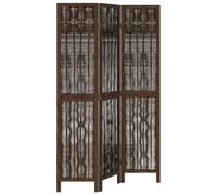 Room Divider Panel Room Privacy Screen Dark Brown Solid Wood Paulownia vidaXL