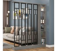 Room Divider Partition with Storage Shelves - Space Separator for Teahouse, Coffee Shop, Hotel