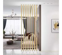 Room Divider Partition, Wrought Iron Privacy Screen, Free Standing Metal Slats for Open Space Decoration and Space Management