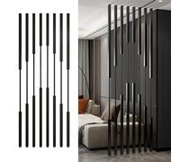 Room Divider Post 5/8pcs Space Separator Pillars, Black Iron Column Freestanding Partition for Workspace Commercial Seating Area Bookstore Dining Room(5pcs-B,130cm/51in/4.3ft)