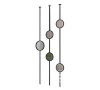Room Divider Posts Floor to Ceiling for The Stair, Privacy Screen 3 Panel Partition Temporary Wall Separation, Apartment Separator Column with Glass(Style A-Black,225cm(7.3ft))