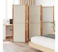 Room Divider Privacy Screen 210x180cm Light Grey Acacia Wood Foldable Textilene