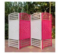 Room Divider Privacy Screen, Foldable Hand Woven Wicker, Double Hinged Free Standing Portable for Home Office and Bedroom