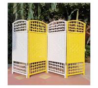 Room Divider Privacy Screen, Foldable Hand Woven Wicker, Double Hinged Free Standing Portable for Home Office and Bedroom
