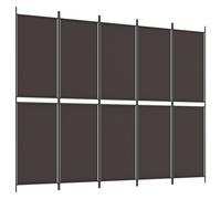 Room Divider 5-Panel Black Fabric Polyester & Iron Foldable 250x200 cm Privacy