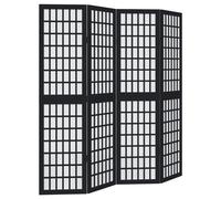 Vidaxl Room Divider 4 Panels Black Solid Wood Paulownia